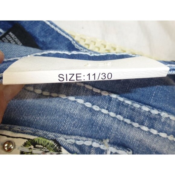 Sky Premium Collection Low Rise Flare Embroidered Skull & Floral Denim Jeans 11/ - Picture 12 of 15